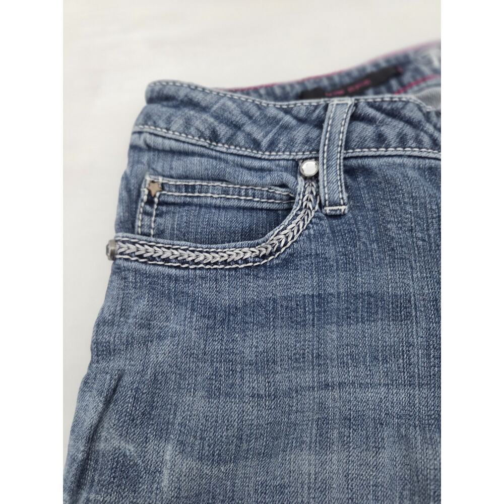 Rock 47 Wrangler Jeans Womens 7/8x34 Blue Bootcut Low Rise Denim Distressed READ - Picture 2 of 14